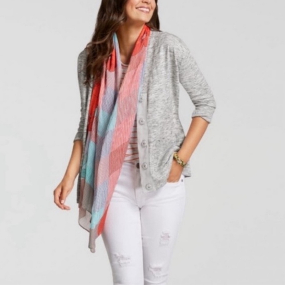 CAbi Marble Cardigan Snap Button Front Size L